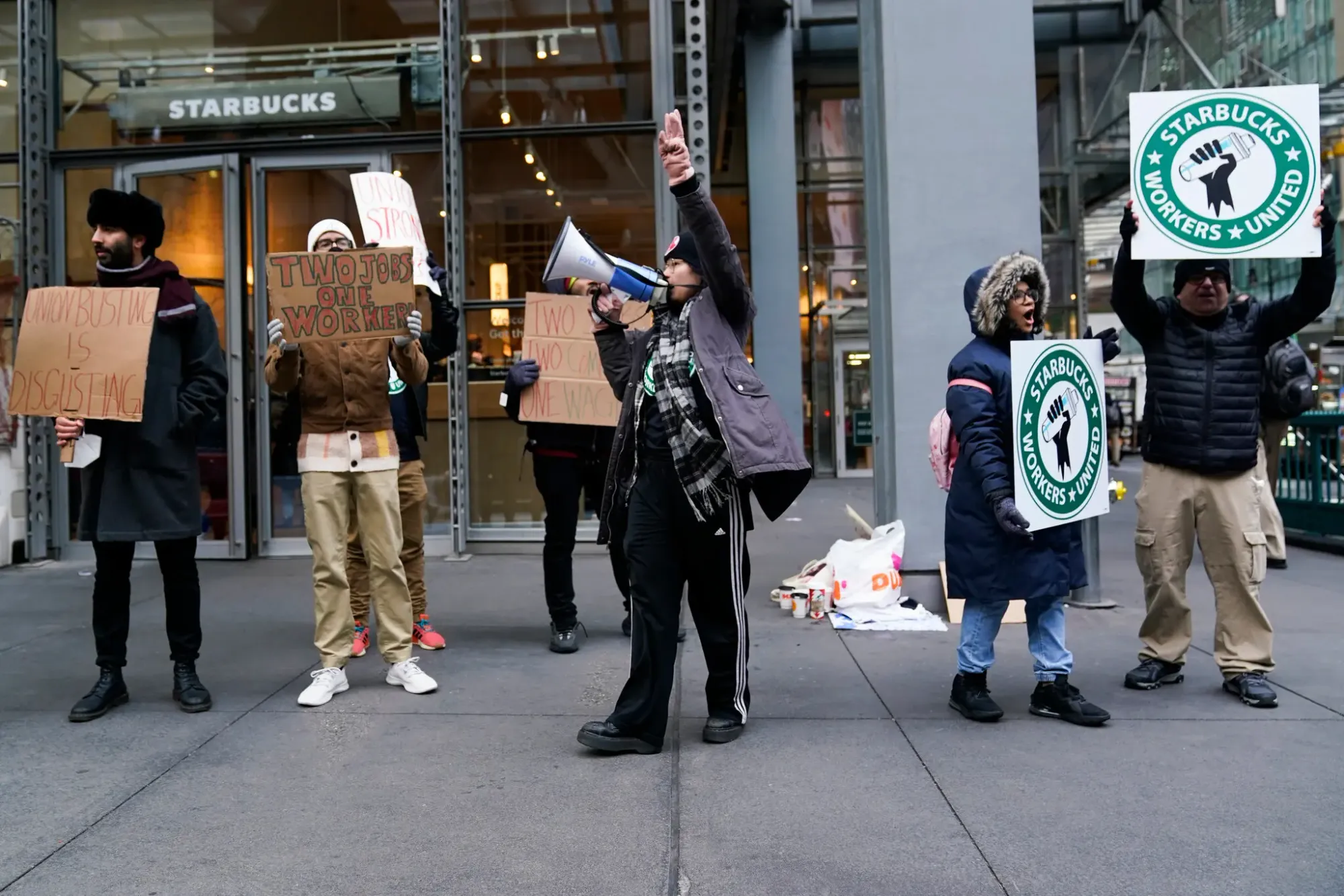 Starbucks Workers Strike on 'Red Cup' Day